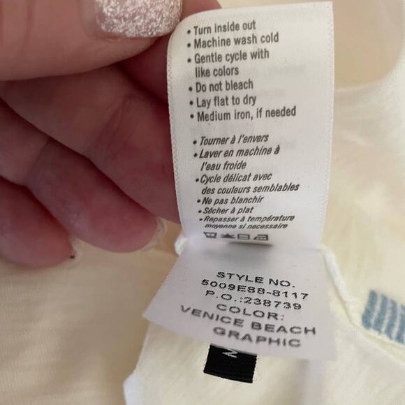 Paige Women Cotton Top S Ivory Ryo Graphic Tee Venice Beach Streetwear‎ Y2K NEW - Picture 7 of 8